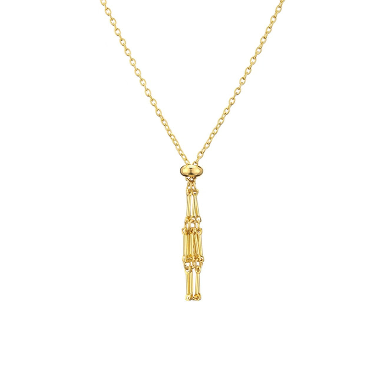 Wholesale  crystal stone net pocket woven metal net pocket necklace bamboo necklace pendant sweater chain adjustment chain